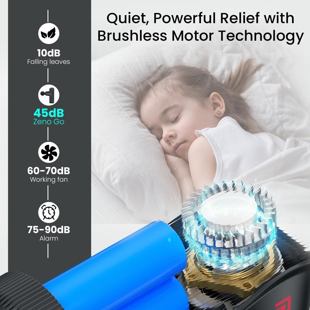 Portronics Zeno Go, Percussion Massage Gun for Pain Relief, Deep Tissue, 4 Speeds & 4 Massage Heads, Cordless, Brushless Motor,