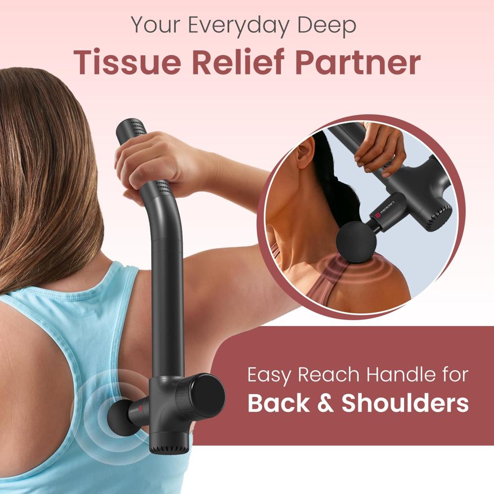 Portronics Zeno B Percussion Gun Massager with Detachable Handle for Back, Shoulders & Full-Body Muscle Relief, BLDC Motor, 6