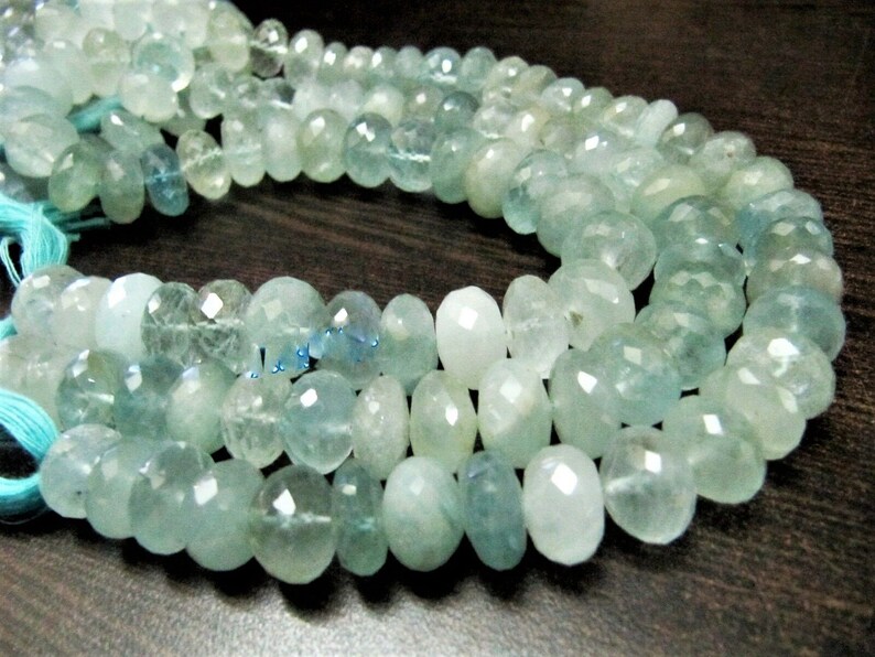 Natural Untreated Aquamarine Far Size Beads 12 to 13mm Strand 8 Inches Long