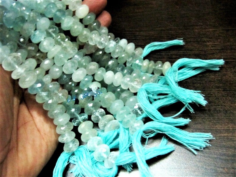 Natural Untreated Aquamarine Far Size Beads 12 to 13mm Strand 8 Inches Long