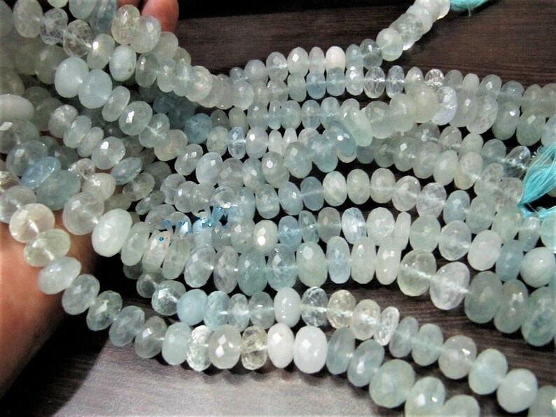 Natural Untreated Aquamarine Far Size Beads 12 to 13mm Strand 8 Inches Long