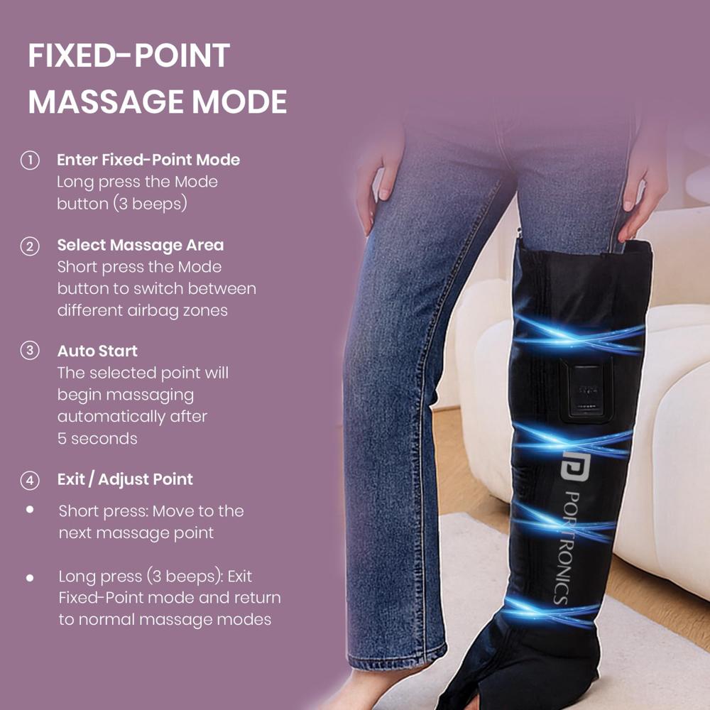 Portronics Zeno L Cordless & Type-C Rechargeable Leg Compression Massager with Air Pressure Therapy