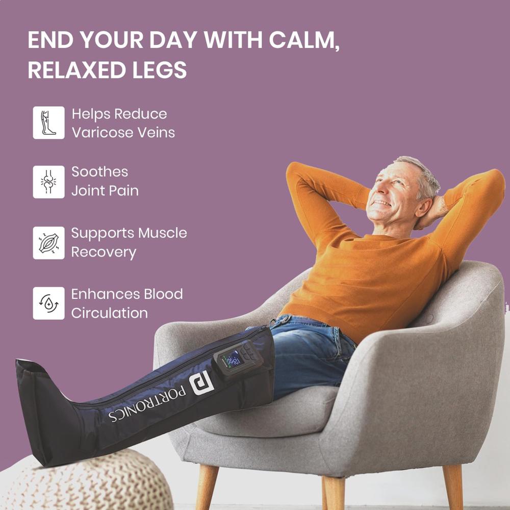 Portronics Zeno L Cordless & Type-C Rechargeable Leg Compression Massager with Air Pressure Therapy