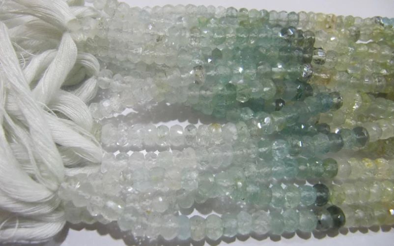Natural Multi Color Aquamarine Rondelle Faceted 5-7mm Beads Strand 13 inch
