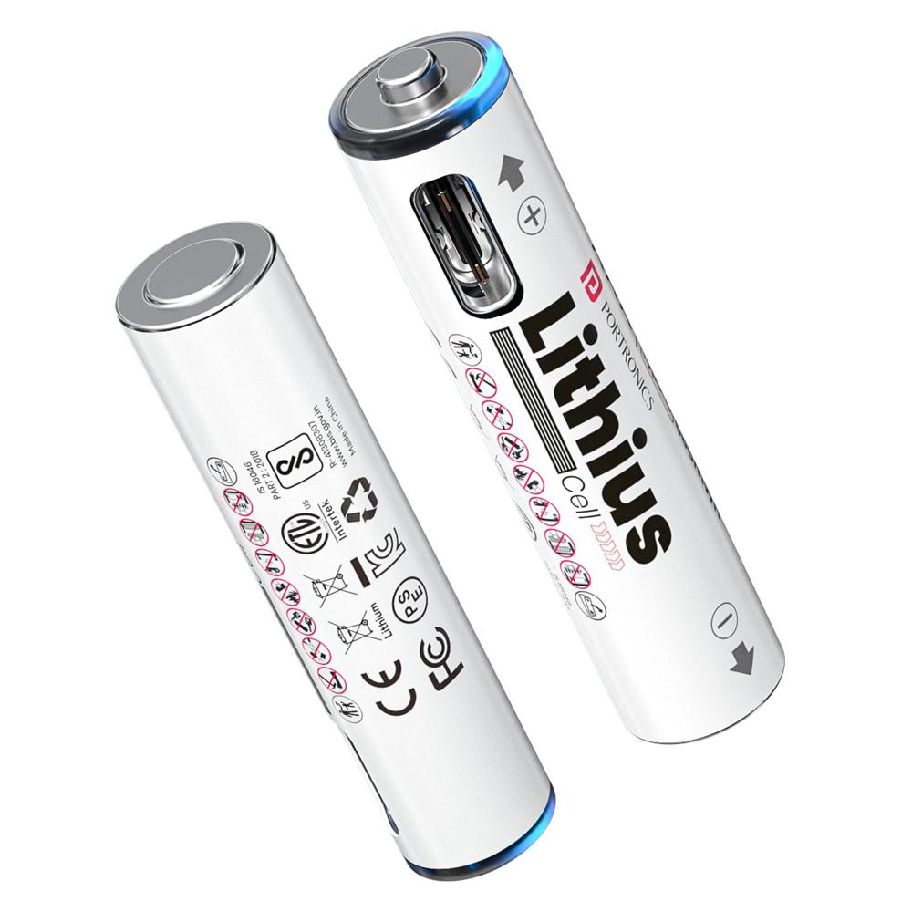 Portronics AAA Lithius Type C Rechargeable Batteries, Pack of 2, Lithium Ion Cell Composition,