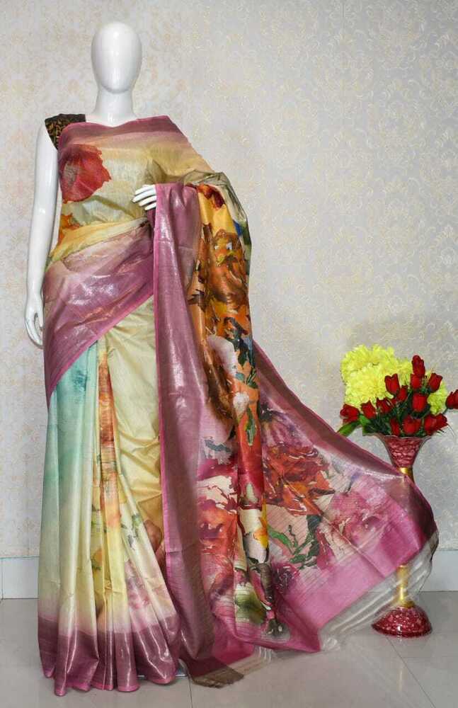 Pure tussar Moonga silk saree