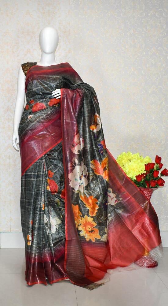 Pure tussar Moonga silk saree