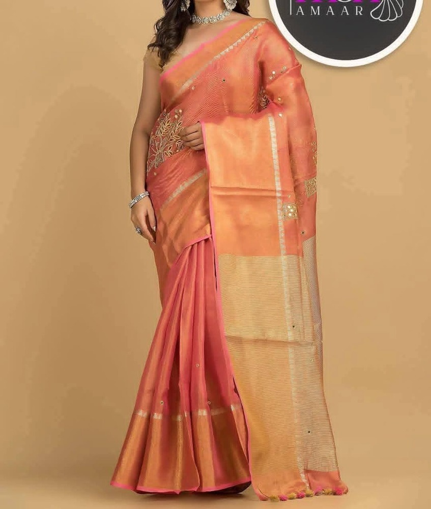 Pure Tissue Linen Saree