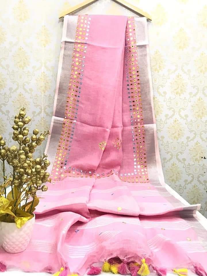 Pure linen saree
