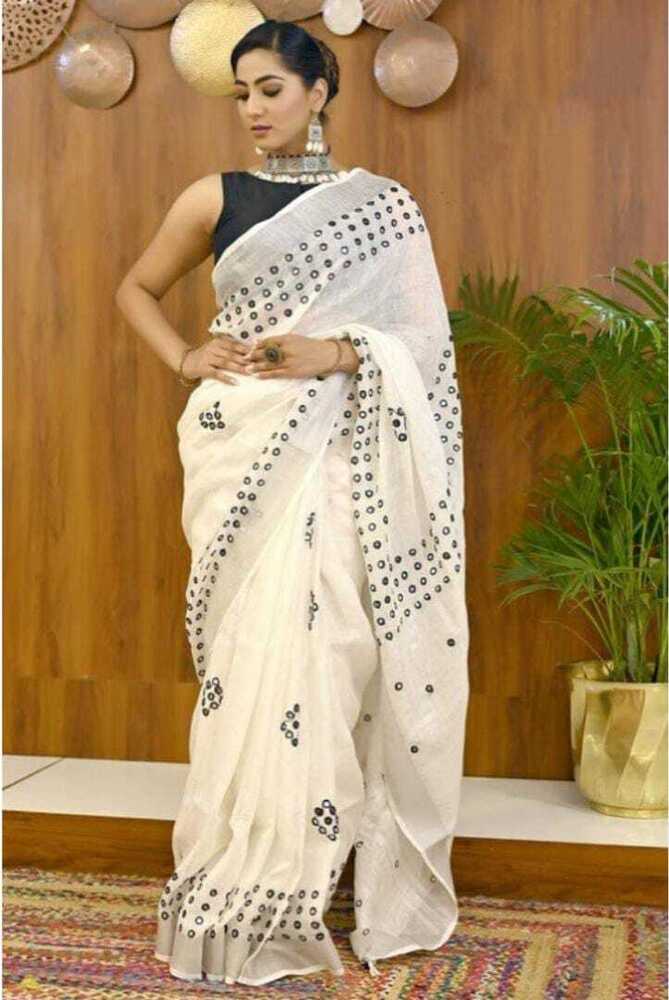 Pure linen saree