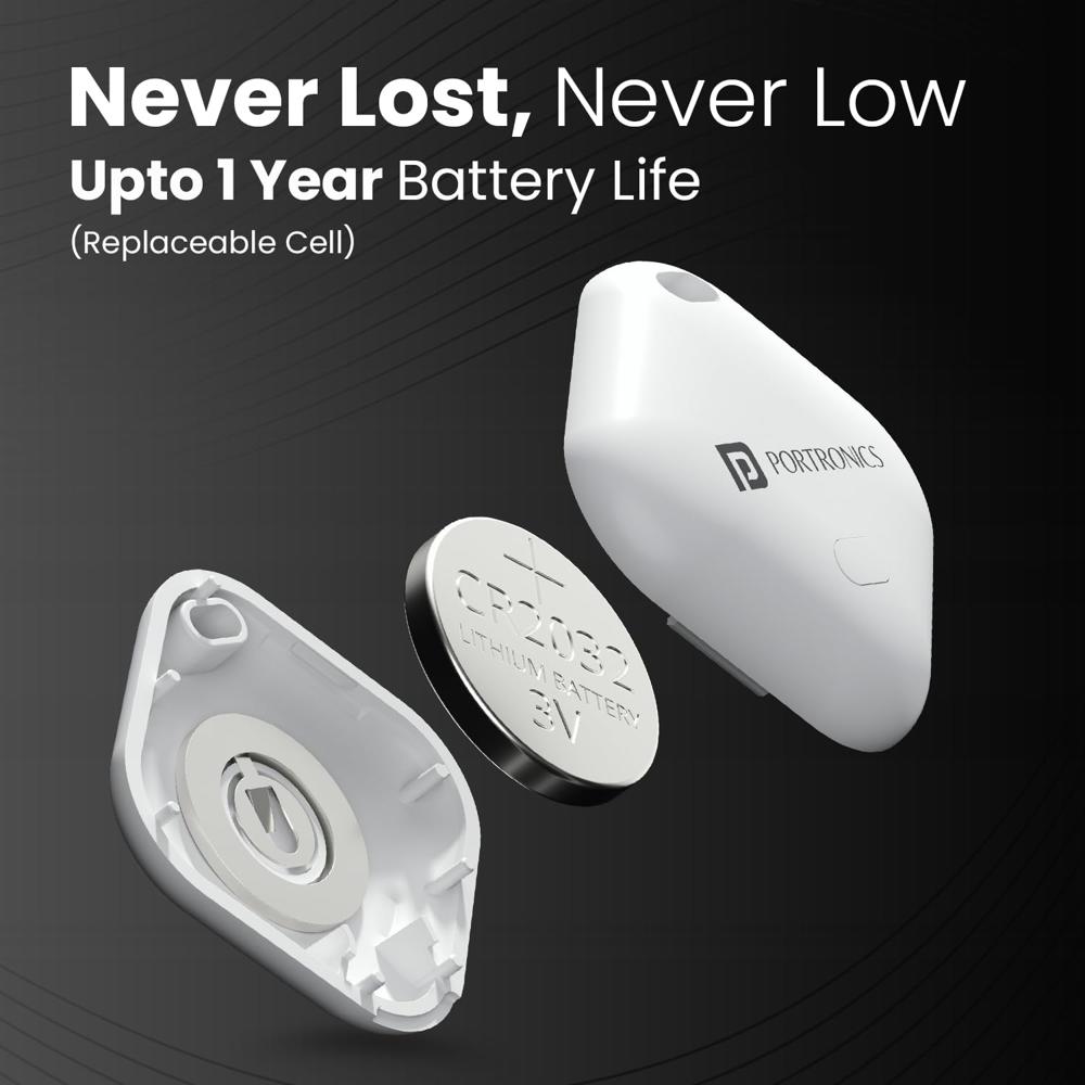 Portronics LOCA Item Finder with Upto 1 Year Battery Life, Bluetooth Tracker,MFi Certified,
