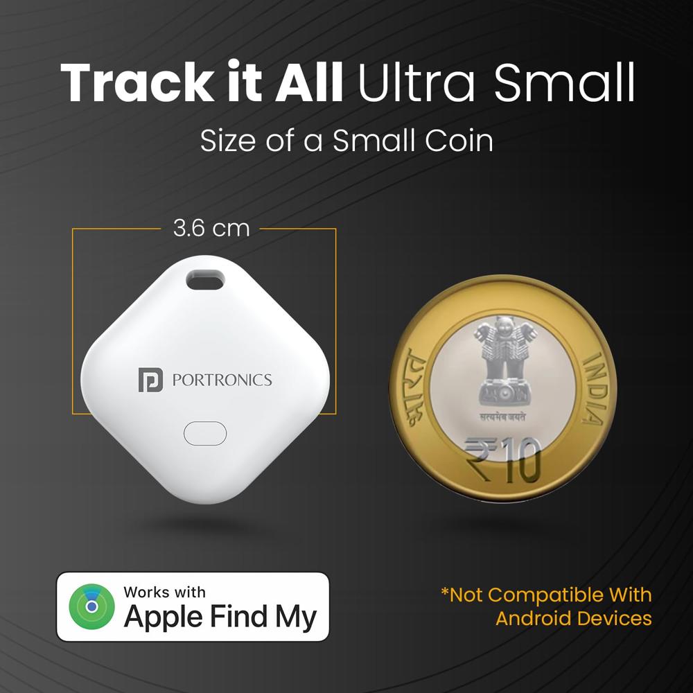 Portronics LOCA Item Finder with Upto 1 Year Battery Life, Bluetooth Tracker,MFi Certified,