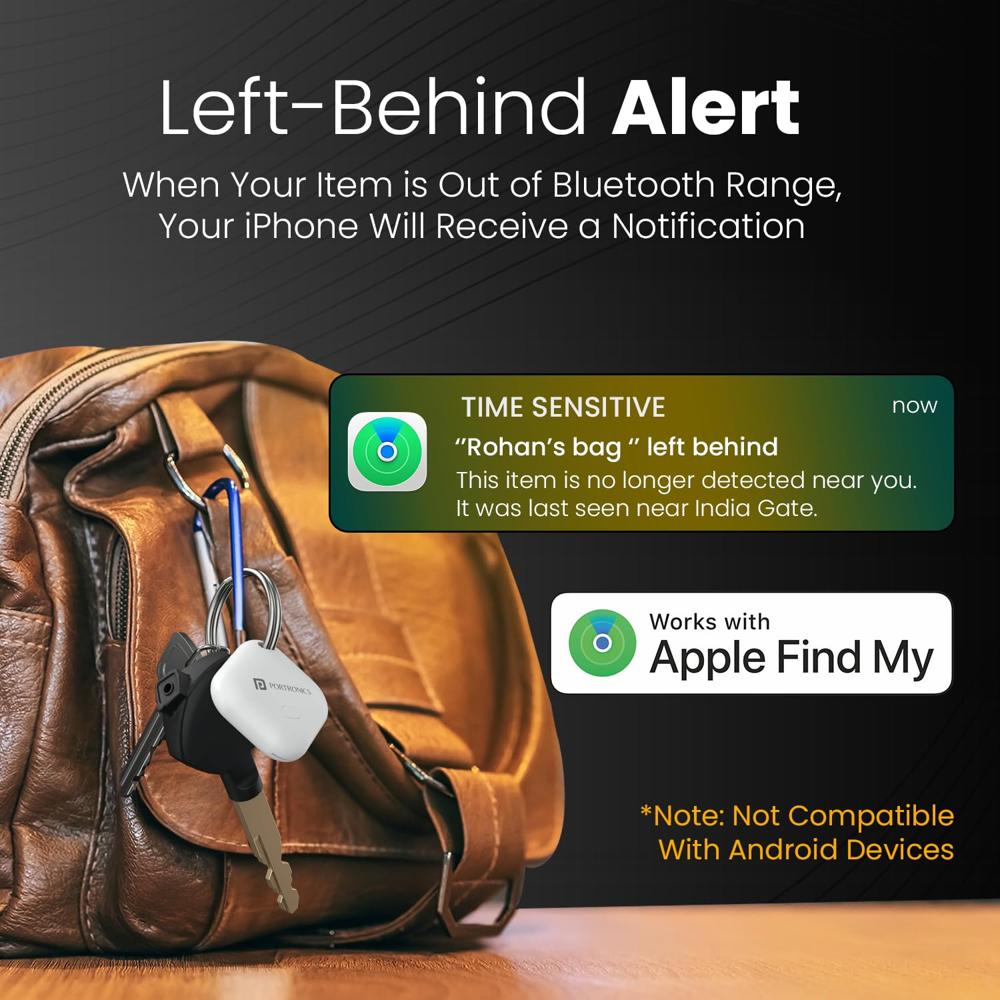Portronics LOCA Item Finder with Upto 1 Year Battery Life, Bluetooth Tracker,MFi Certified,