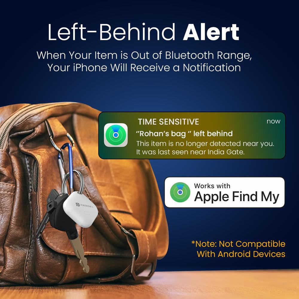 Portronics Worldtag Item Finder with Upto 1 Year Battery Life, Bluetooth Tracker,MFi Certified,