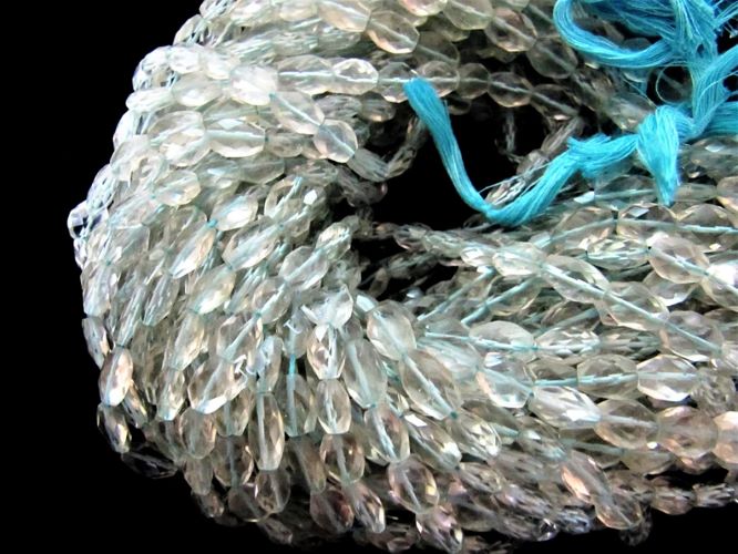 Aquamarine Oval Faceted Beads Size 6x9mm to 9x12mm, Mani Shape 13 to 14 inches long