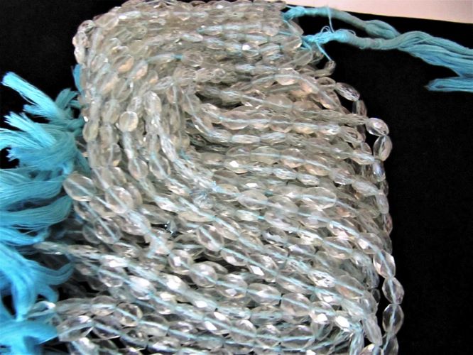 Aquamarine Oval Faceted Beads Size 6x9mm to 9x12mm, Mani Shape 13 to 14 inches long