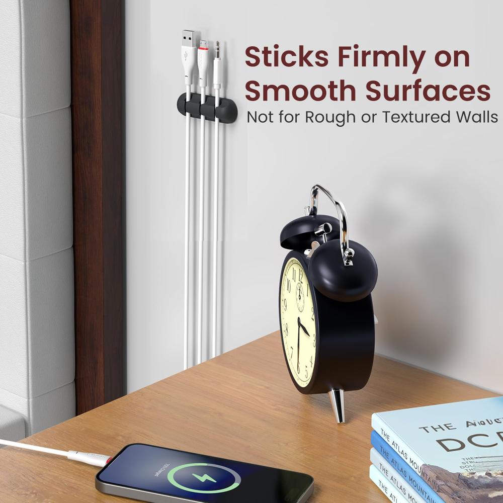Portronics Griplet 3 Cable Organizer Holder Clips,Strong Multipurpose Silicone Cable Protector, Strong Adhesive Tape, Wire Manager Support with Self