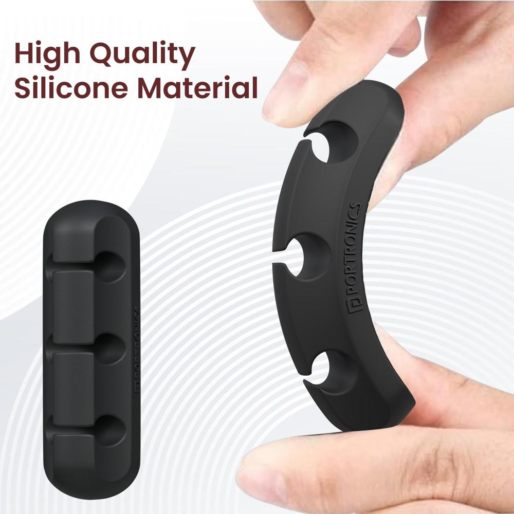 Portronics Griplet 3 Cable Organizer Holder Clips,Strong Multipurpose Silicone Cable Protector, Strong Adhesive Tape, Wire Manager Support with Self