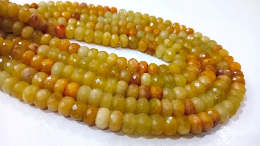 Natural Yellow Aquamarine Rondelle Briolette Faceted 8mm Gemstone Beads Sold Per Strand 8 Inches