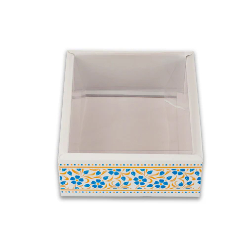 Foiled And Embossed Intricate Floral Design Hamper Box With Transparent Lid (BK-30 OC)