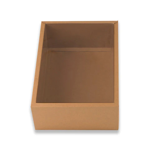 Brown Kraft Big Size Gift Box With Transparent Lid (Bk-37) - Size: 9*13*4 Inch