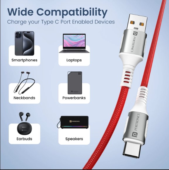 Portronics Konnect Y - USB To Type-C Cable 6A