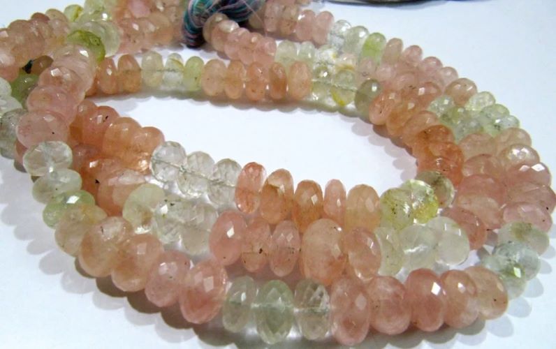 Natural Morganite Aquamarine Beads Rondelle Faceted 10mm to 12mm Strand 7 inches Long
