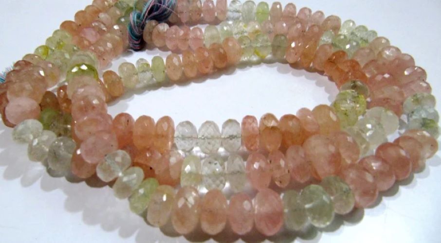 Natural Morganite Aquamarine Beads Rondelle Faceted 10mm to 12mm Strand 7 inches Long