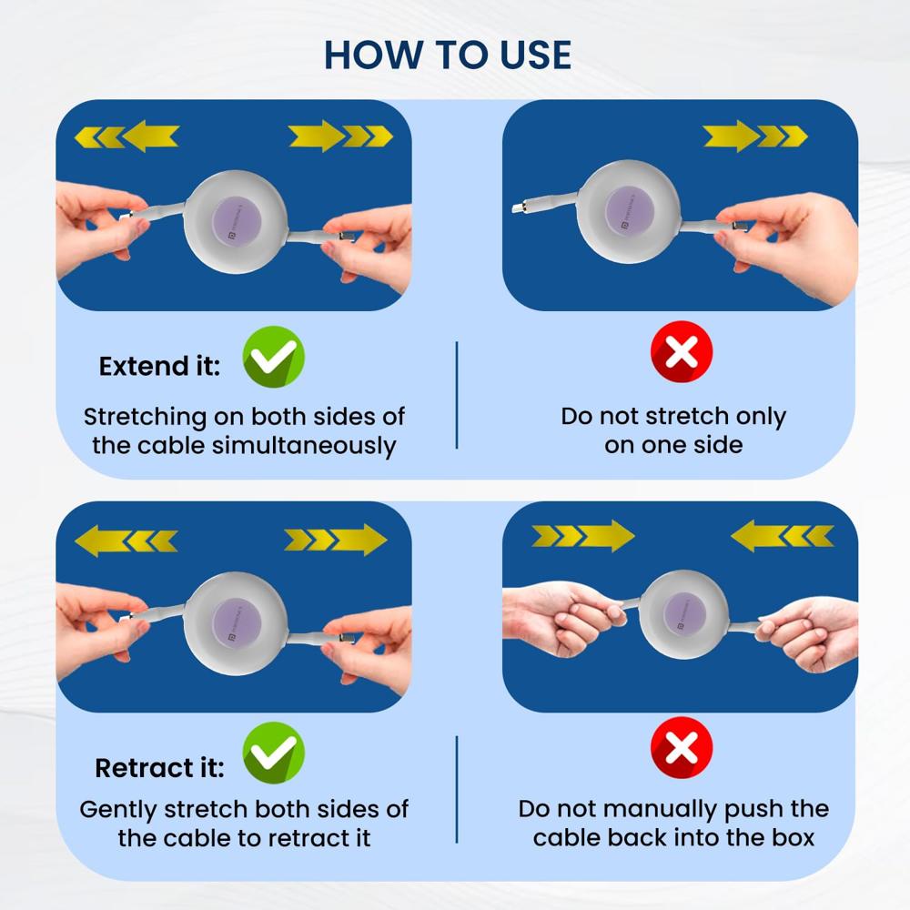 Portronics Upgraded Konnect Recoil 60W Type C to Type C Retractable Cable,Pd Fast