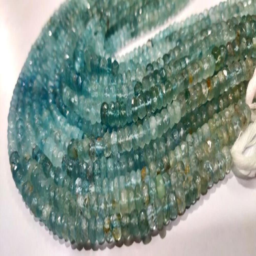 Natural Shaded Aquamarine Rondelle Faceted 4to6mm Sold Per Strand 14 inches 