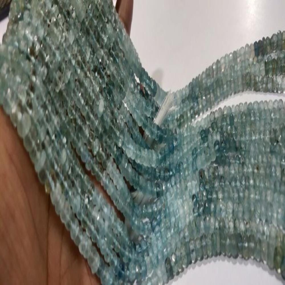 Natural Shaded Aquamarine Rondelle Faceted 4to6mm Sold Per Strand 14 inches 