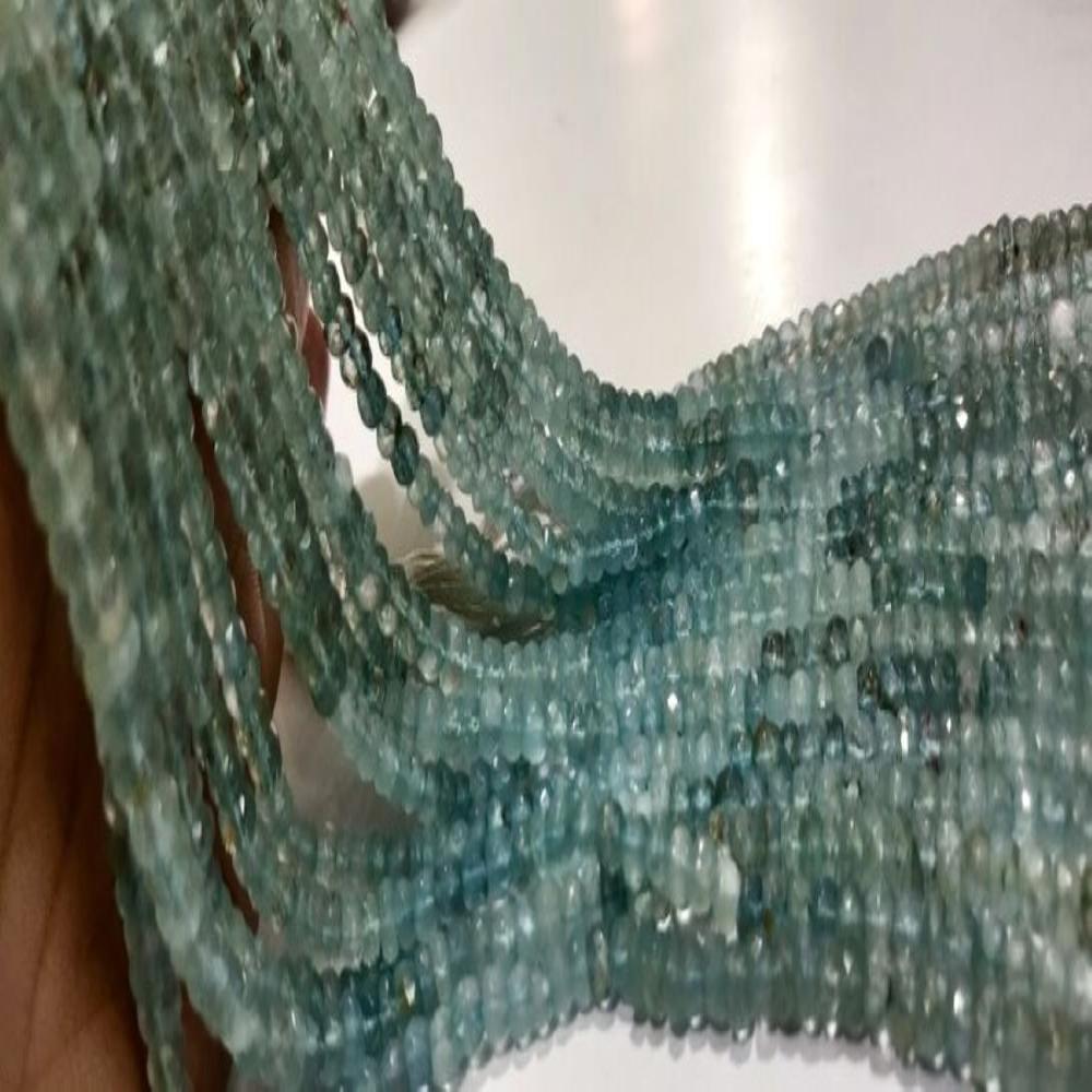 Natural Shaded Aquamarine Rondelle Faceted 4to6mm Sold Per Strand 14 inches 