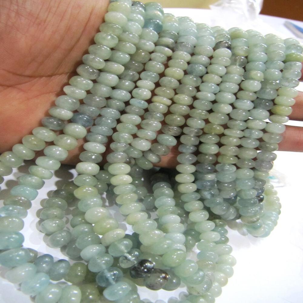 Natural Blue Aquamarine Rondelle Plain Smooth 8mm Sold Per Strand 8 Inches