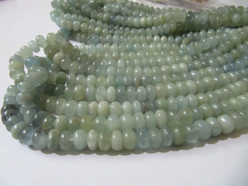 Natural Blue Aquamarine Rondelle Plain Smooth 8mm Sold Per Strand 8 Inches