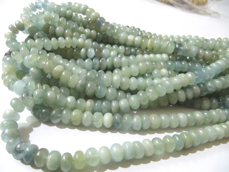Natural Blue Aquamarine Rondelle Plain Smooth 8mm Sold Per Strand 8 Inches