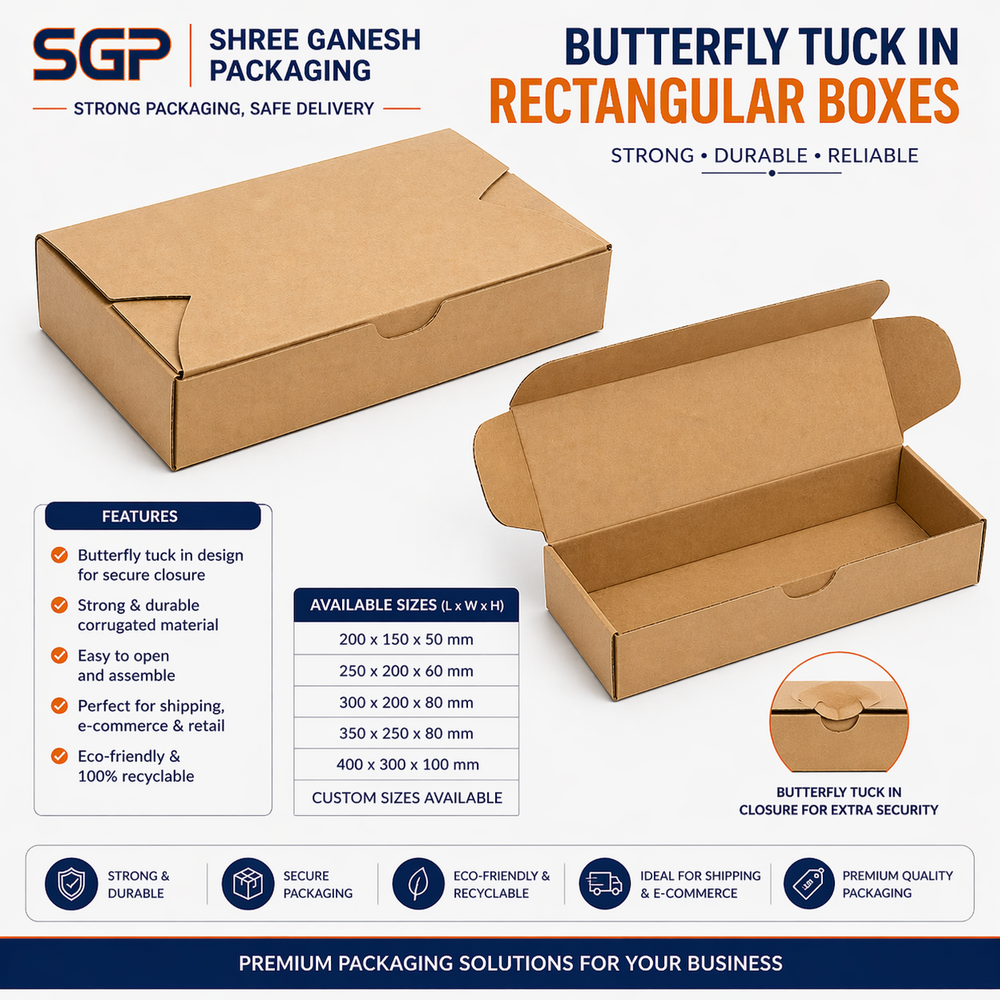 Butterfly tuck in rectangular boxes