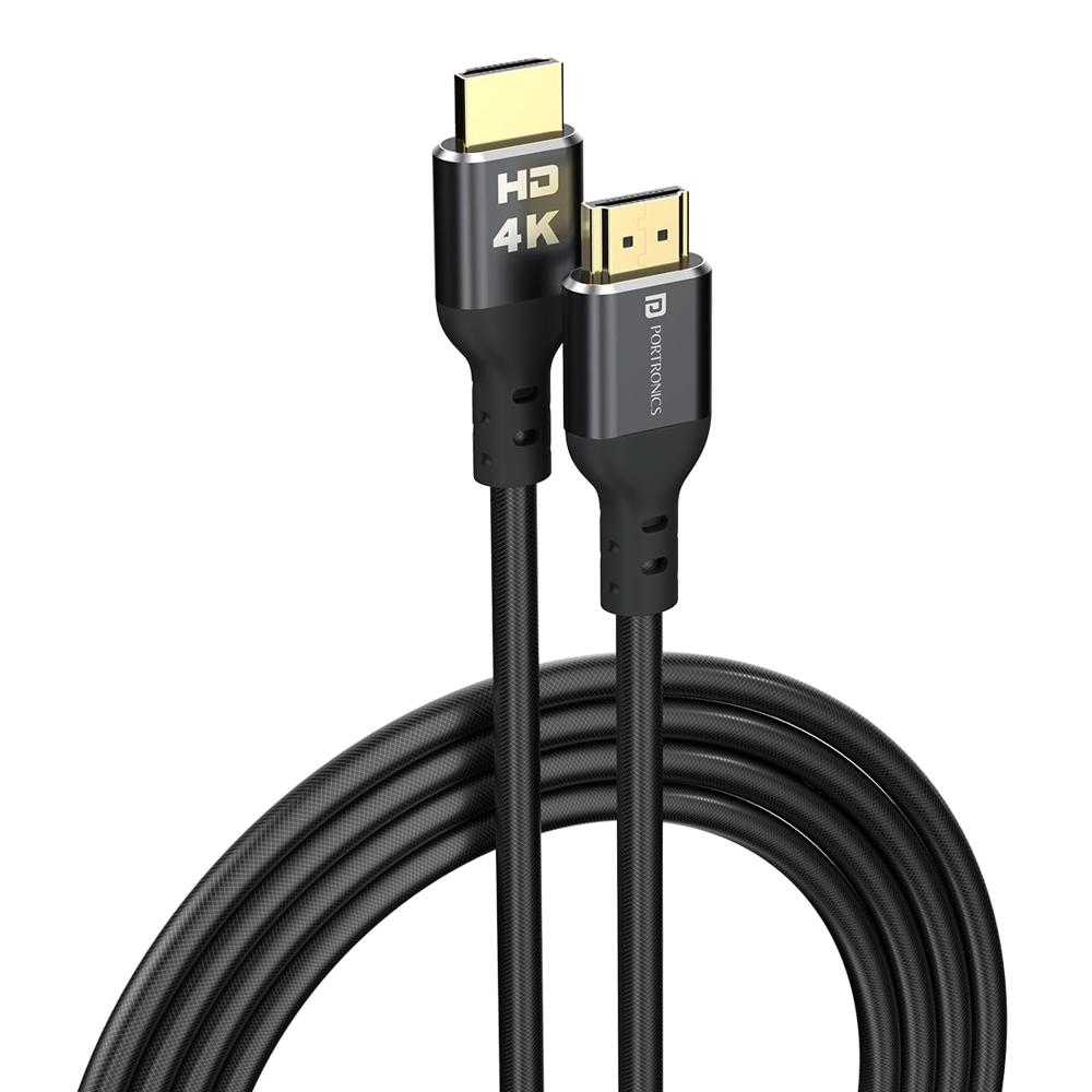 Portronics Konnect Stream 4K@60Hz HDMI to HDMI Cable, Flexible Premium 5M Length with Support eARC and Compatible