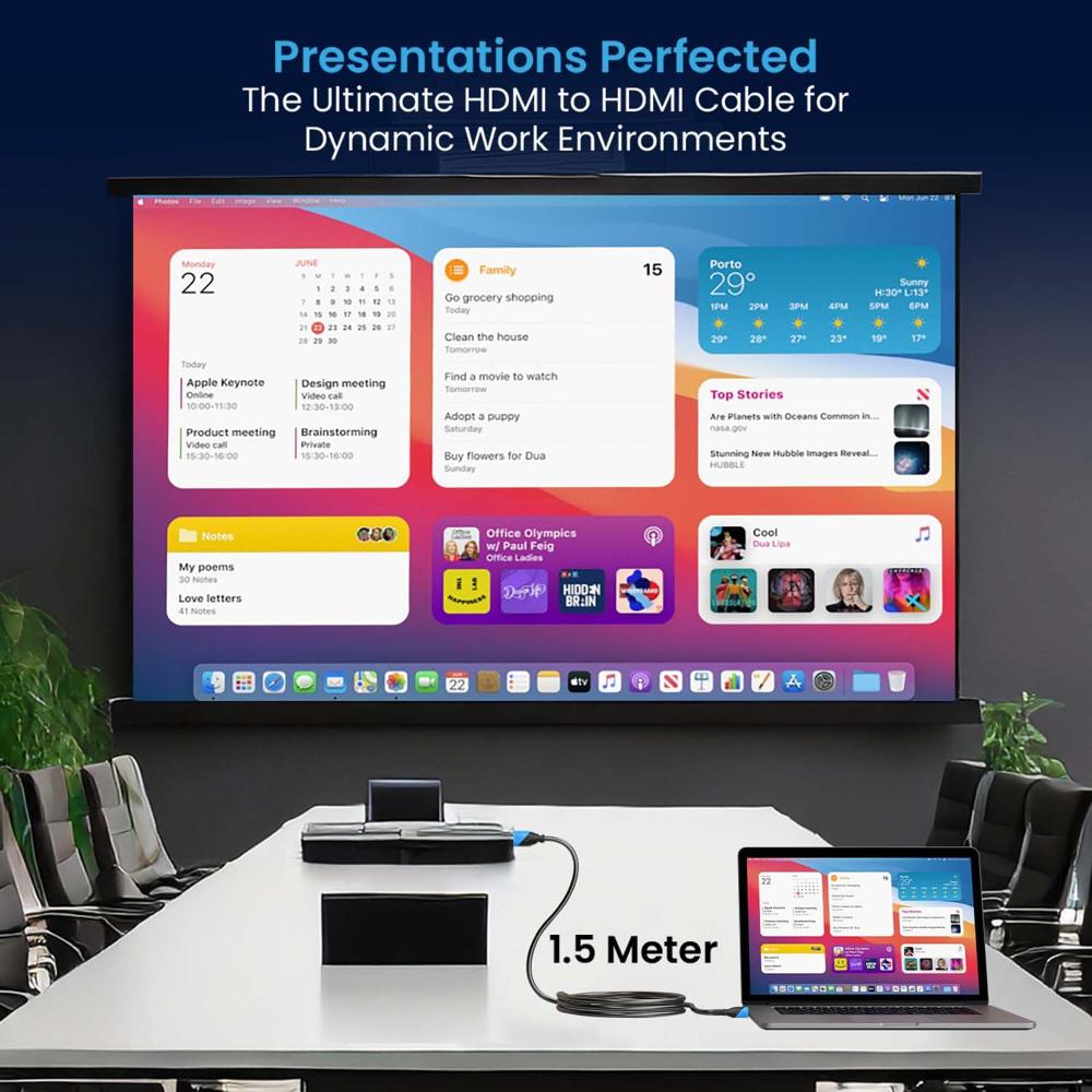 Portronics Konnect Sync 4K@60Hz HDMI to HDMI Cable (1.5M), Gold-Plated Connectors, Pure Copper Core, ARC/eARC