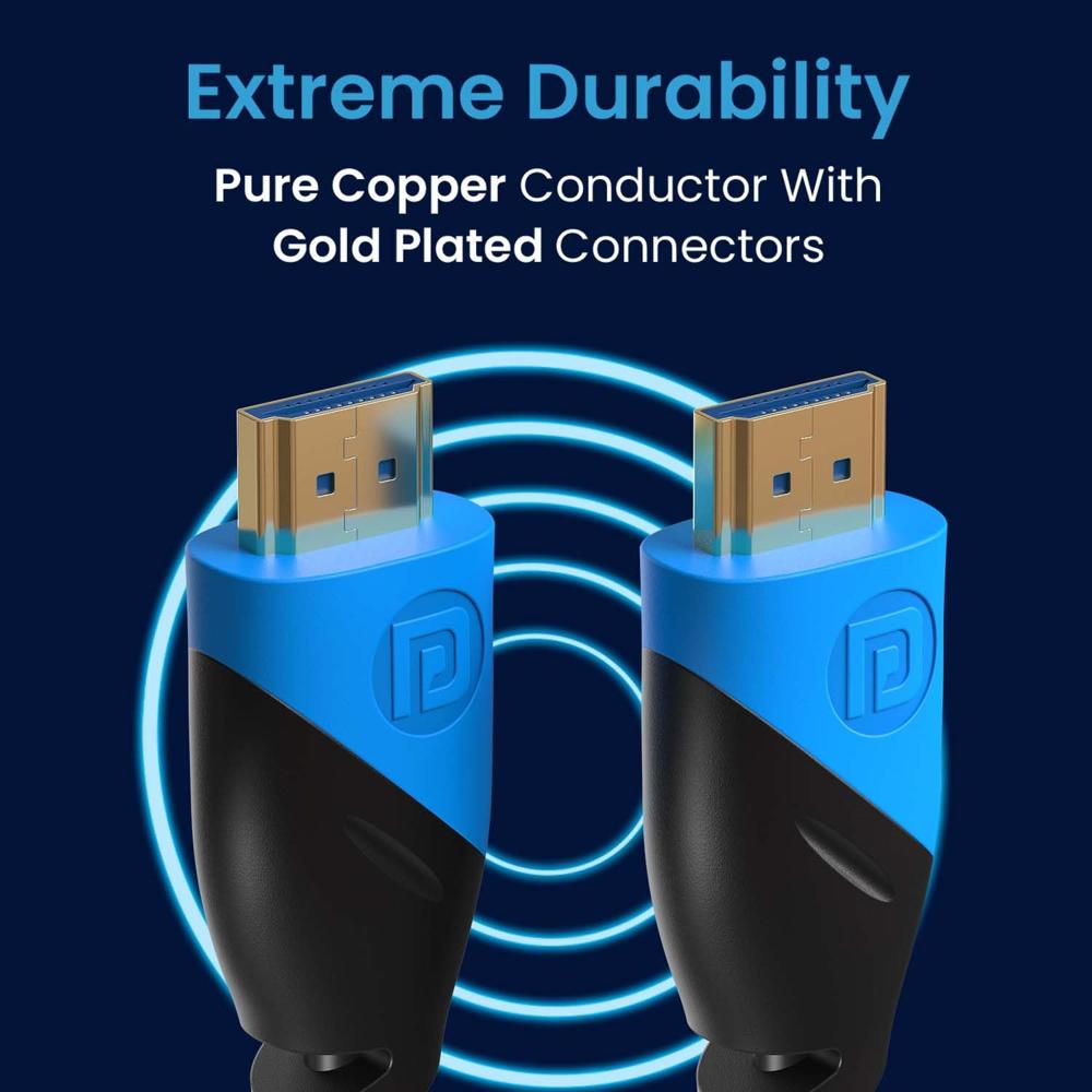 Portronics Konnect Sync 4K@60Hz HDMI to HDMI Cable (1.5M), Gold-Plated Connectors, Pure Copper Core, ARC/eARC