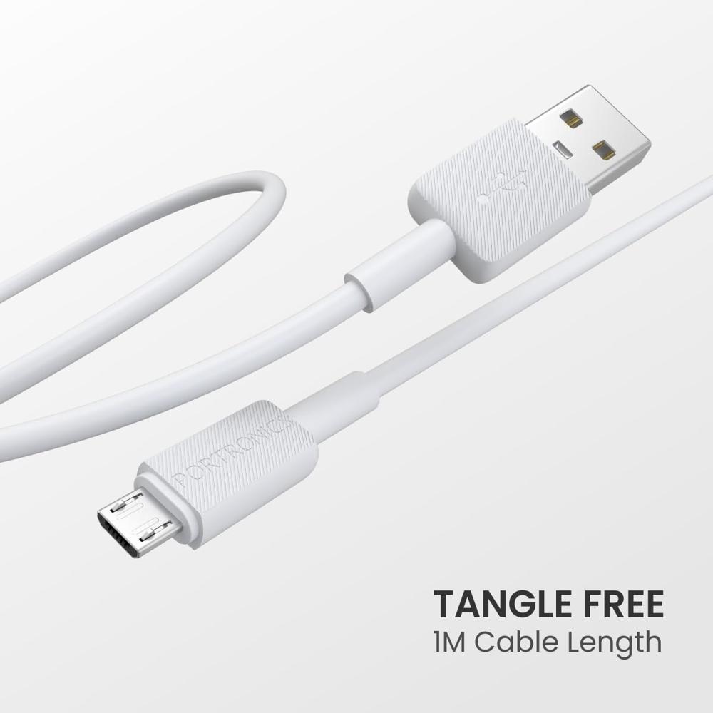 Portronics Konnect Link Micro USB Fast Charging Cable with 3.0A Output, 480Mbps Data Transfer,