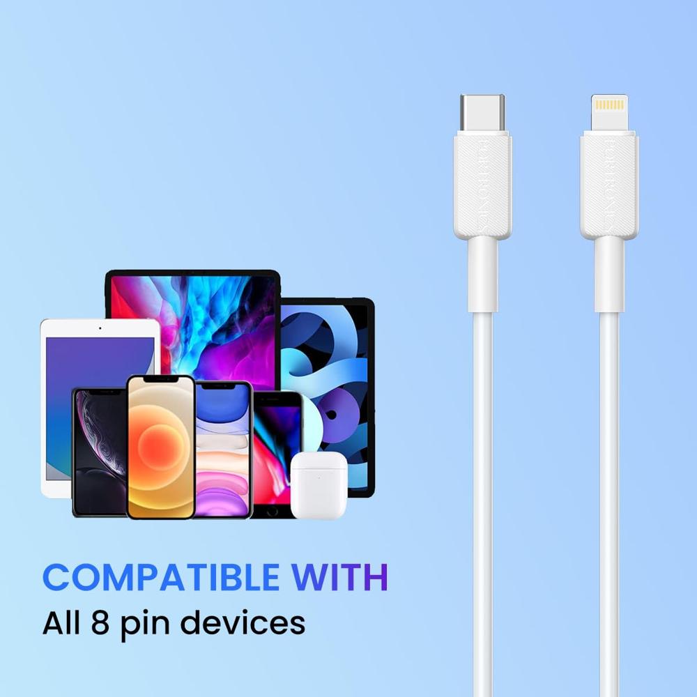 Portronics Konnect Link CL 27 W Type C to 8PIN Cable, 480Mbps Data Sync, Compatible with All Lightning Devices 1M Length