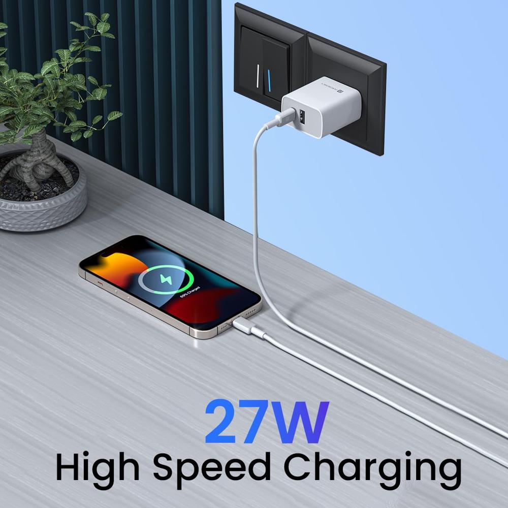 Portronics Konnect Link CL 27 W Type C to 8PIN Cable, 480Mbps Data Sync, Compatible with All Lightning Devices 1M Length