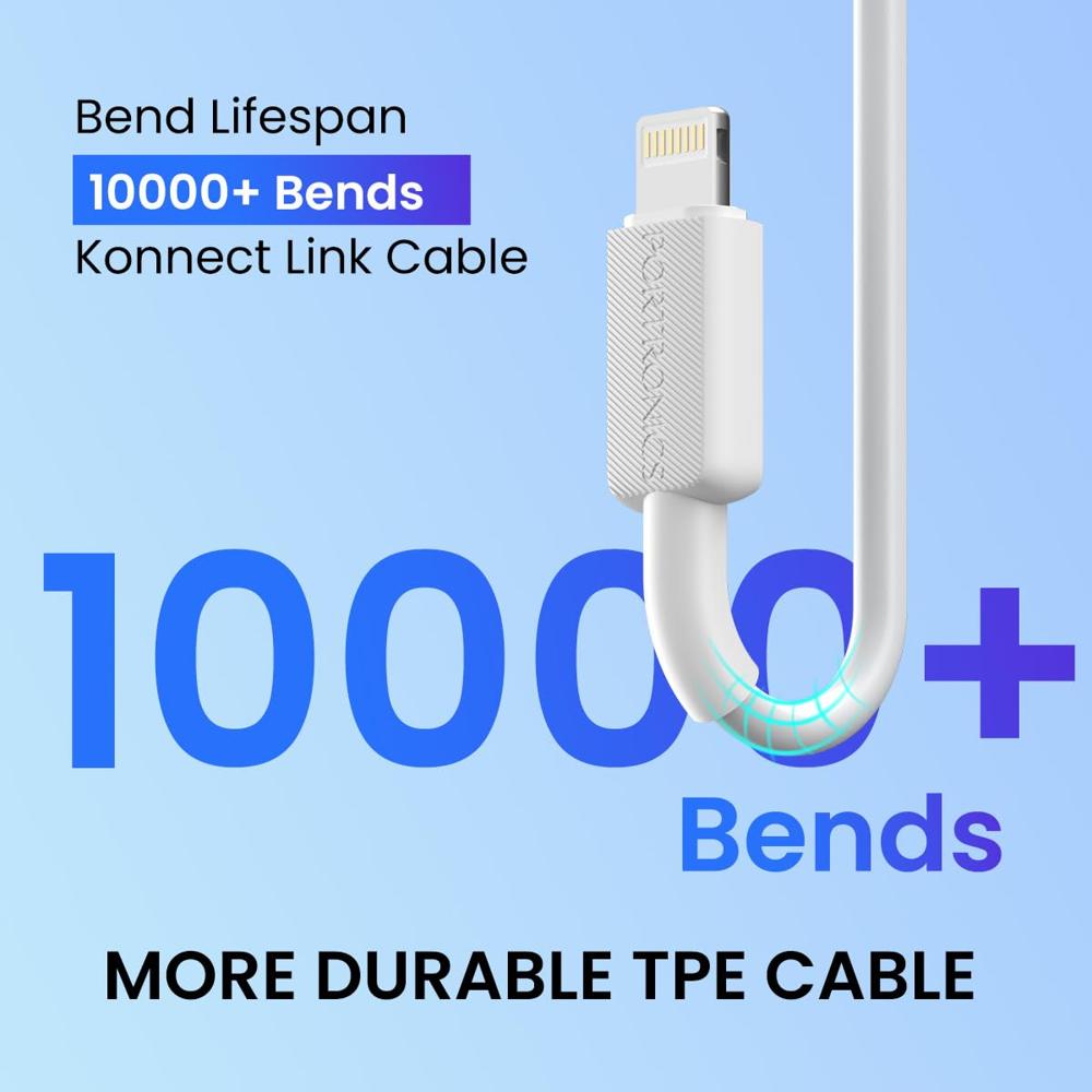 Portronics Konnect Link CL 27 W Type C to 8PIN Cable, 480Mbps Data Sync, Compatible with All Lightning Devices 1M Length