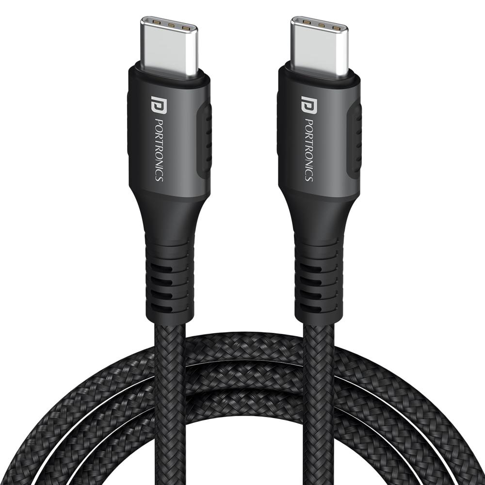 Portronics Konnect 240C 240W Futuristic Unbreakable Nylon Braided Type C Fast Charging