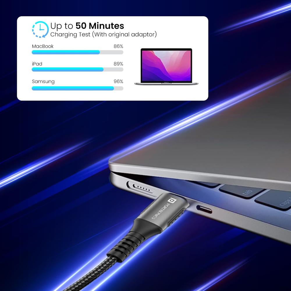 Portronics Konnect 240C 240W Futuristic Unbreakable Nylon Braided Type C Fast Charging