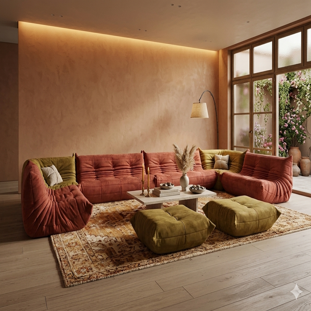 Luxury Caterpillar Togo Sofa,Modular Combination Velvet Lazy Sofa