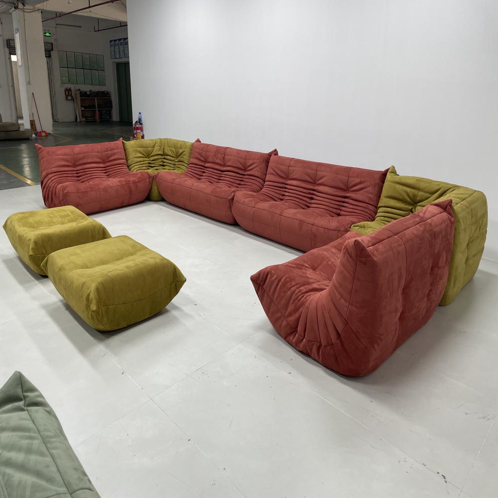 Luxury Caterpillar Togo Sofa,Modular Combination Velvet Lazy Sofa
