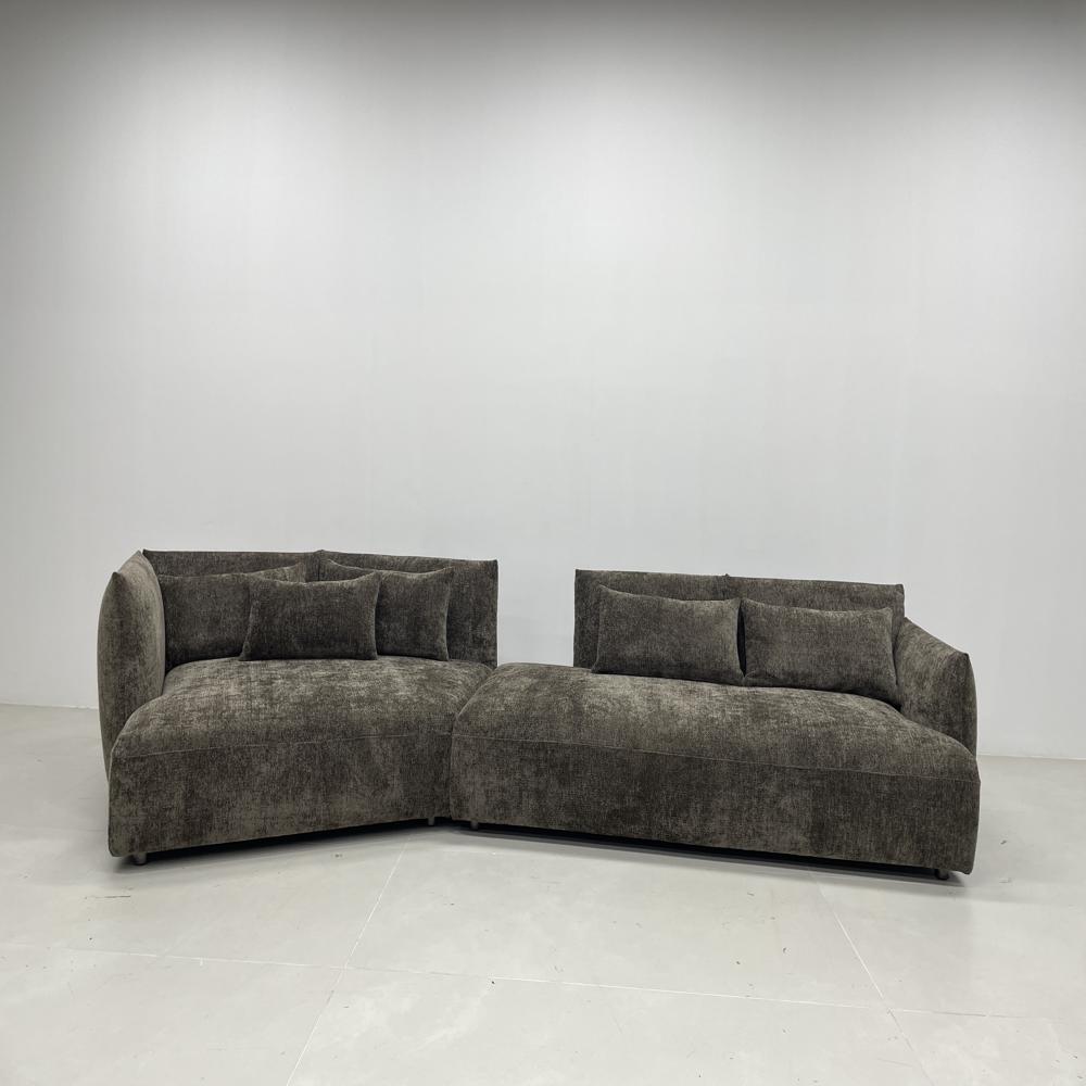 Luxury Curved Corner Caterpillar Sofa,L-Shaped Modular Fabric Floor Sofa