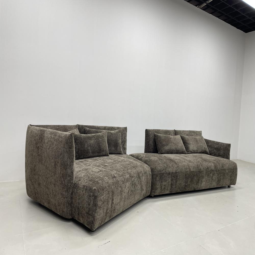 Luxury Curved Corner Caterpillar Sofa,L-Shaped Modular Fabric Floor Sofa