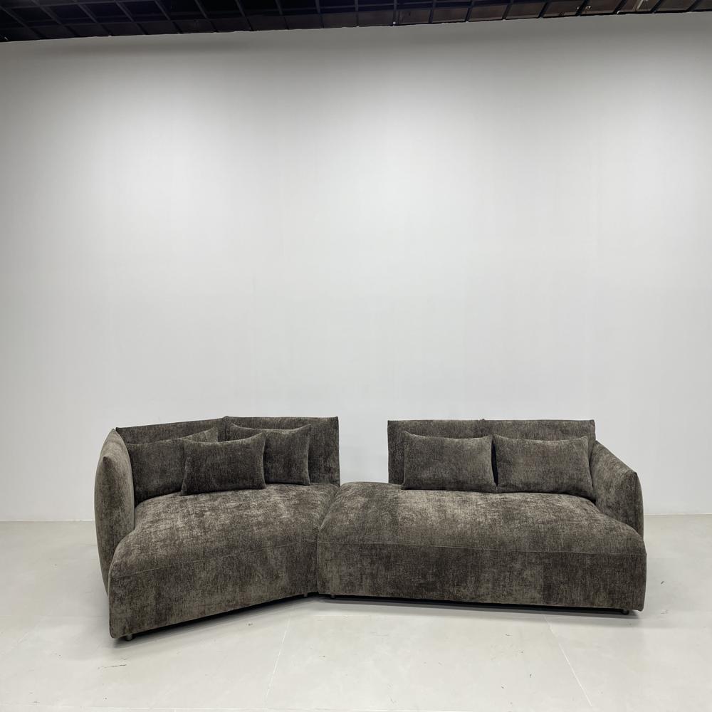 Luxury Curved Corner Caterpillar Sofa,L-Shaped Modular Fabric Floor Sofa